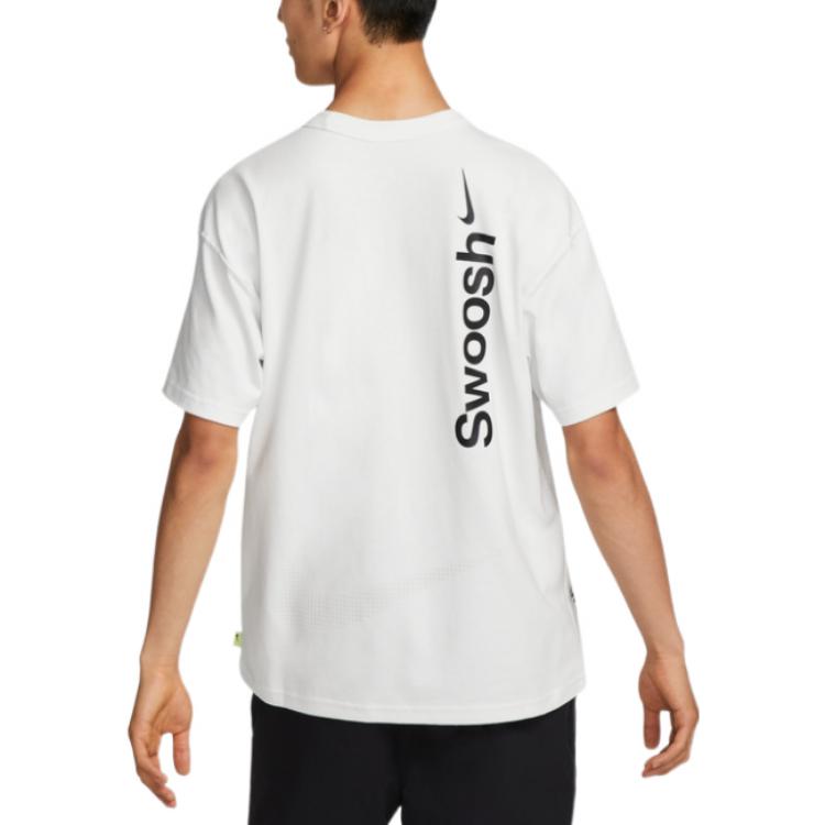 Nike Logo Print Crew Neck Oversized Short Sleeve Sport T-Shirt With Drop Shoulder Men Tops White DX6307-121