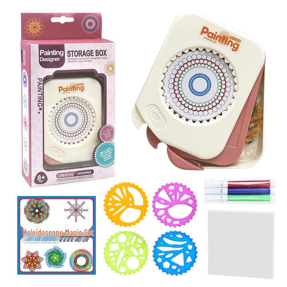 Children's Versatile Kaleidoscope Art Set: Drawing Rulers & Magic Storage