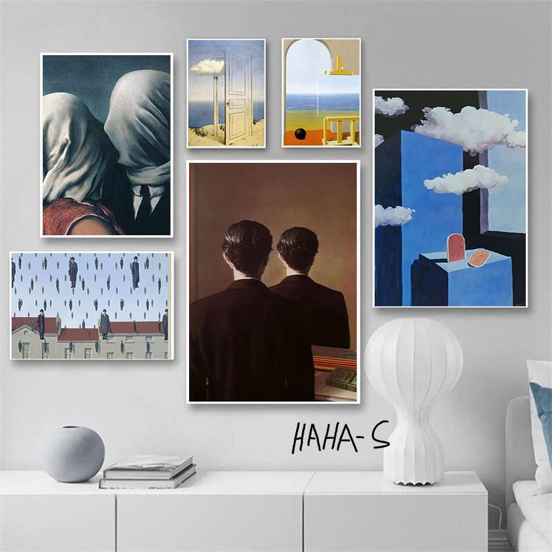 Surrealist Paintings Poster Rene Magritte Painting Canvas Prints Wall Decor Surrealist Wall Art Contemporary Art Wall Decoration