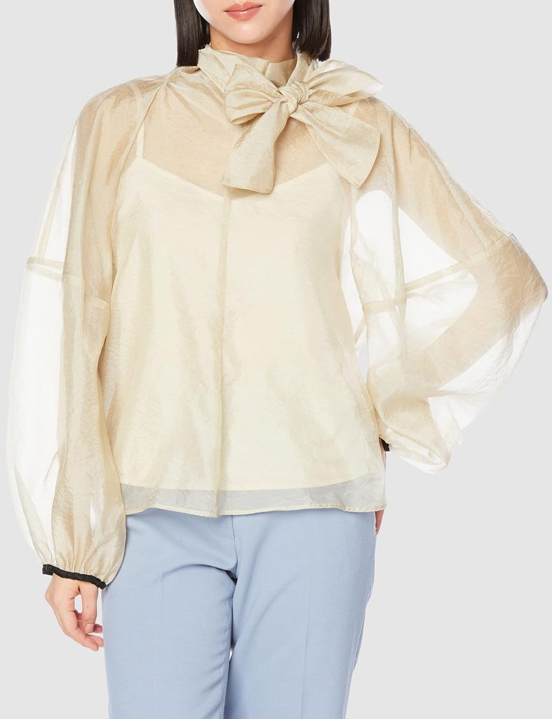 Back Ribbon Sheer Blouse Combination FWFO225506 BLK 1 [Frey ID] Women's