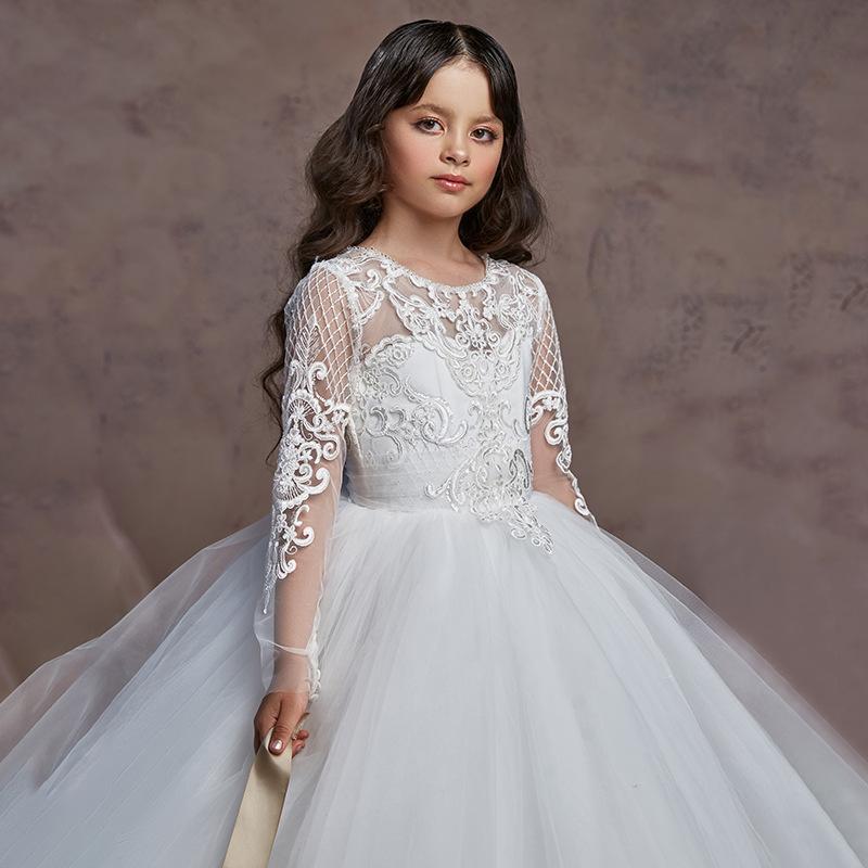 Buy European and American children's wedding dress lace long sleeve — free download