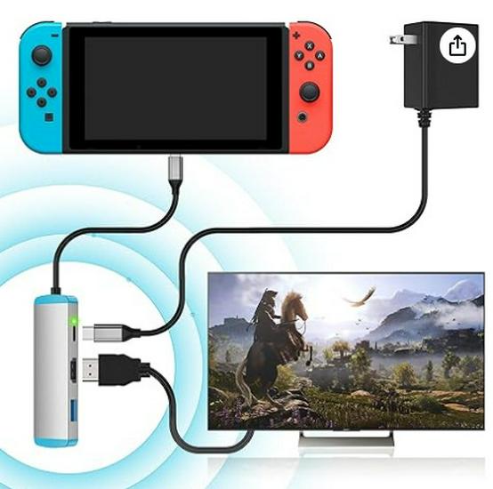 USB-C Hub with Power Supply: Laptop/Desktop to HDMI Dock and U Disk Expansion Switch