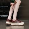 Leather Thick-soled Heightening Muffin Shoes for Women 2025 Autumn New Casual Board Shoes, Leather Versatile Fashion Casual Shoes for Women