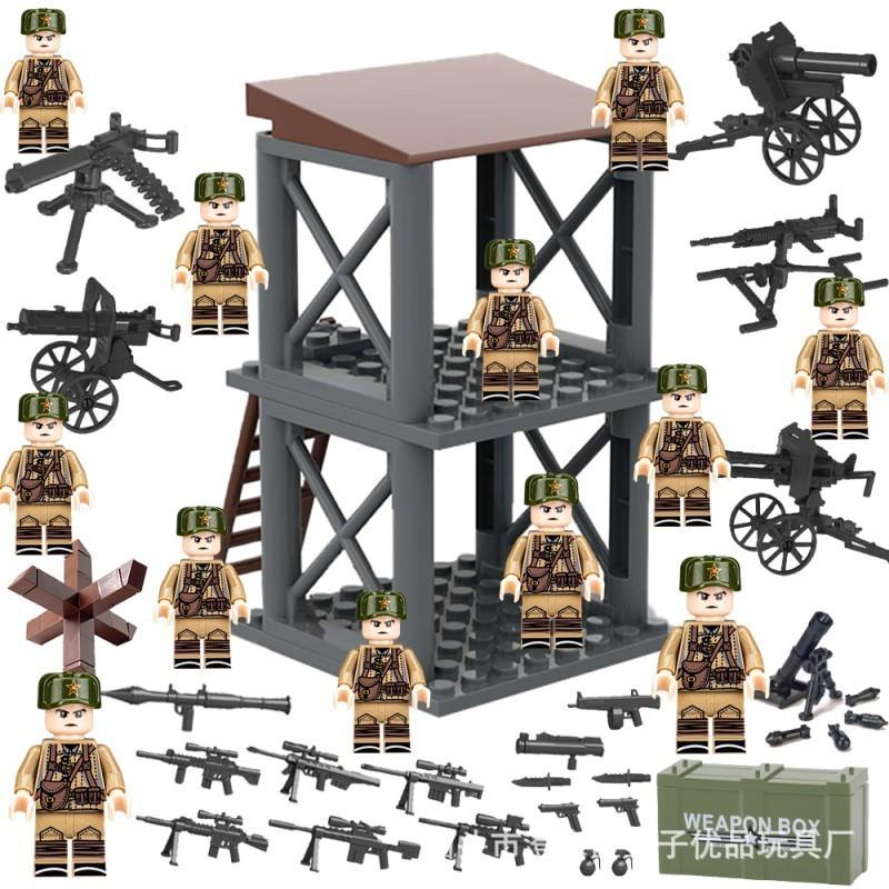 WWII Military Educational Toys: US, German, British Army Figures & Sniper Assembly Blocks