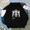 Gothic Grunge Skeleton Print Women Oversized Hoodie Streetwear Long Sleeve Pocket Tops Black Casual Pullover
