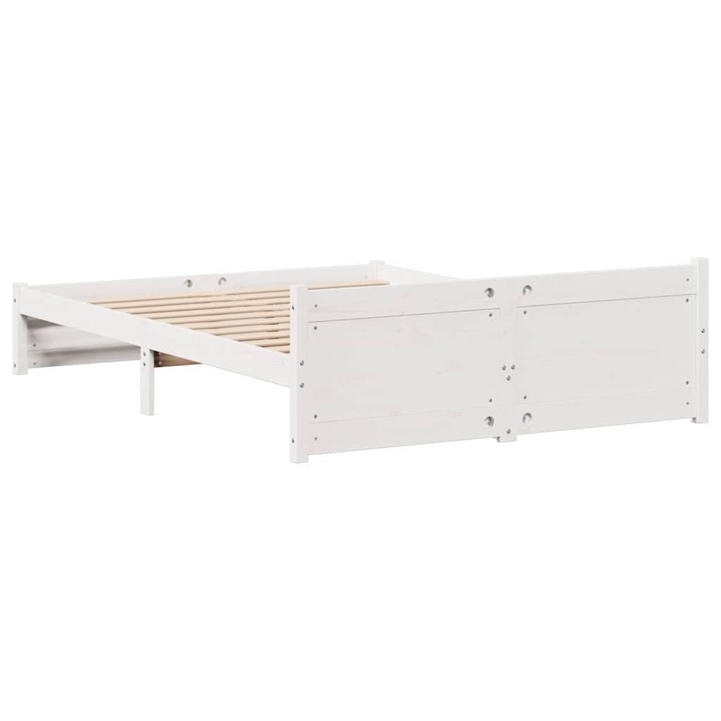 Solid Wood Bed without Mattress White 140x200 cm Pine Wood