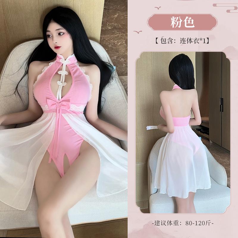 Sexy Underwear Cheongsam Mature Charm Elegant Solid Temptation For Women With Pure Desire Ancient Style Uniform Bodysuits 55A5