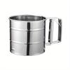 Flour Sieve,Handheld Stainless Steel Semi-automatic Hand Flour Sieve Hand Pressed Kitchen Powder Sieve Cake Sectional Baking