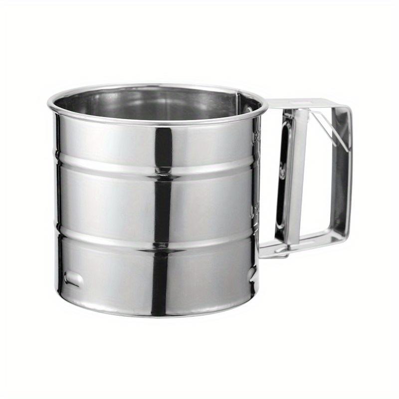 Flour Sieve,Handheld Stainless Steel Semi-automatic Hand Flour Sieve Hand Pressed Kitchen Powder Sieve Cake Sectional Baking