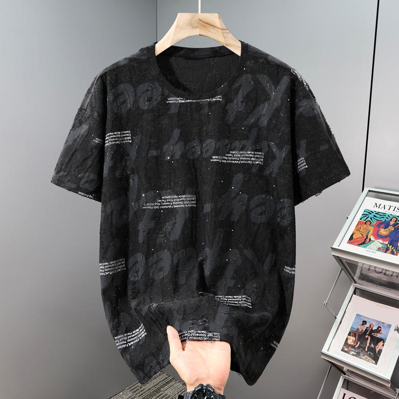 Men's Plus Size Sparkly Print 2-Piece Set, Casual T-Shirt & Shorts Summer Outfit (5XL-11XL)