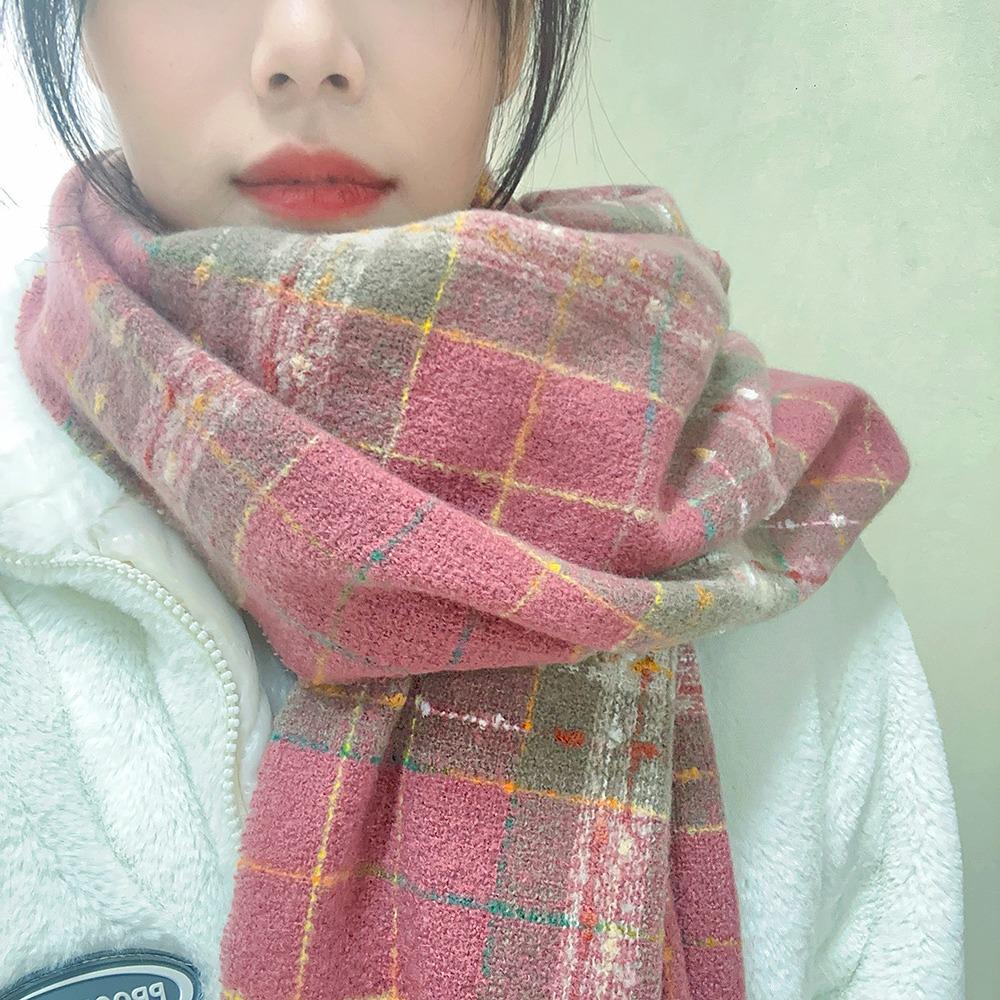 Mohair Winter Cashmere Scarves Tassel Long Shawl Retro Plaid Wool Scarf  Girl