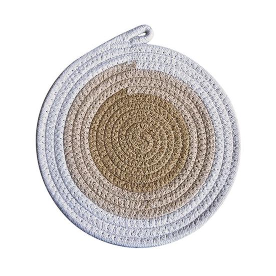 Cotton Rope Coaster, Color Block Heat Insulation Mat for Table, Thickened Potholder for Hot Dishes, Farmhouse Cup Mat