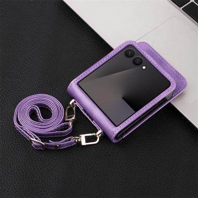 Für Samsung Z Flip 7 Taschen Umhängetasche Leder Kartenfach Brieftasche Tasche Hülle Für Galaxy Z Flip 7 Tragbare Lanyard-Tasche Abdeckung