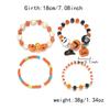 4PCS Halloween Beaded Bracelet Set - Elastic Pumpkin Bat Charm Bracelets with Adjustable Colorful Design