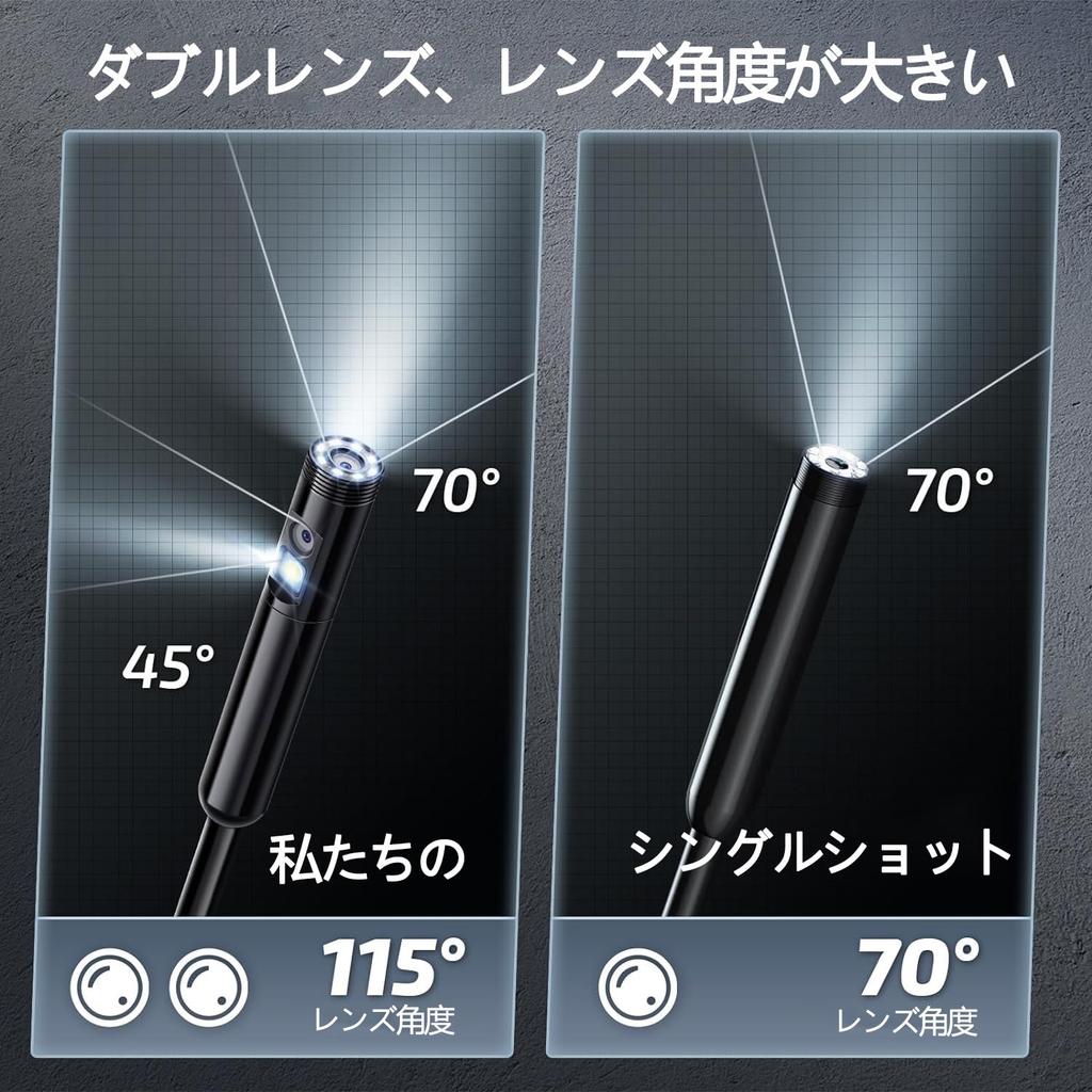 Fiberscope Dual Lens 3 Megapixel Optical Fiber Mirror Dual Lens Ultra Fine Lens IP 67 Level Waterproof High Brightness Adjustable LED Lamp Industrial