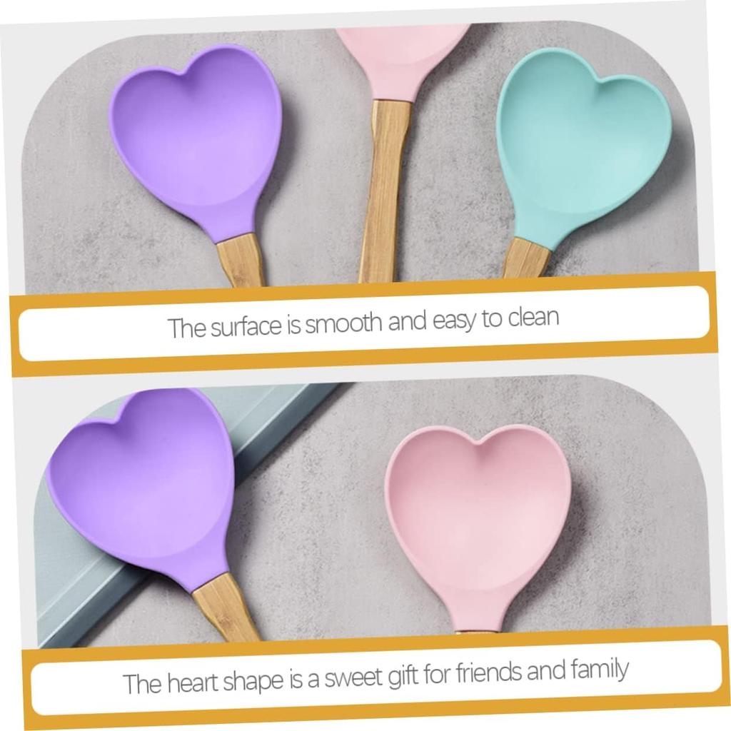 4pcs Heart-shaped Silicone Spoon Convenient Kitchen Utensils for Soup and Salad Mixing Spoons for Household Cooking Lightweight and Easy to Store