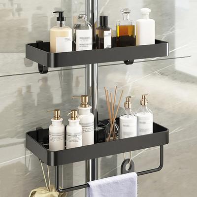 Bathroom Storage Shelf Organizer No Drill Wall Mounted Shampoo Shower Rack Aluminum Alloy Storage Rack for Bathroom Kitchen