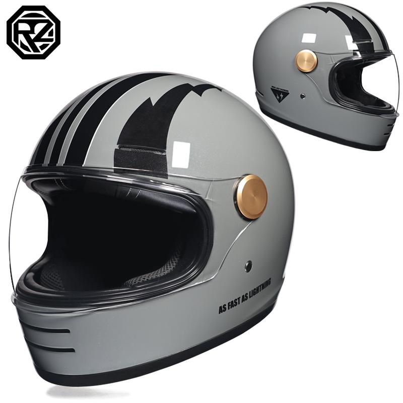 Motorcycle Retro Full Face Helmet DOT Approved Wide Field Off Road Motorcycle Helmet Adult Capacite Casco Moto