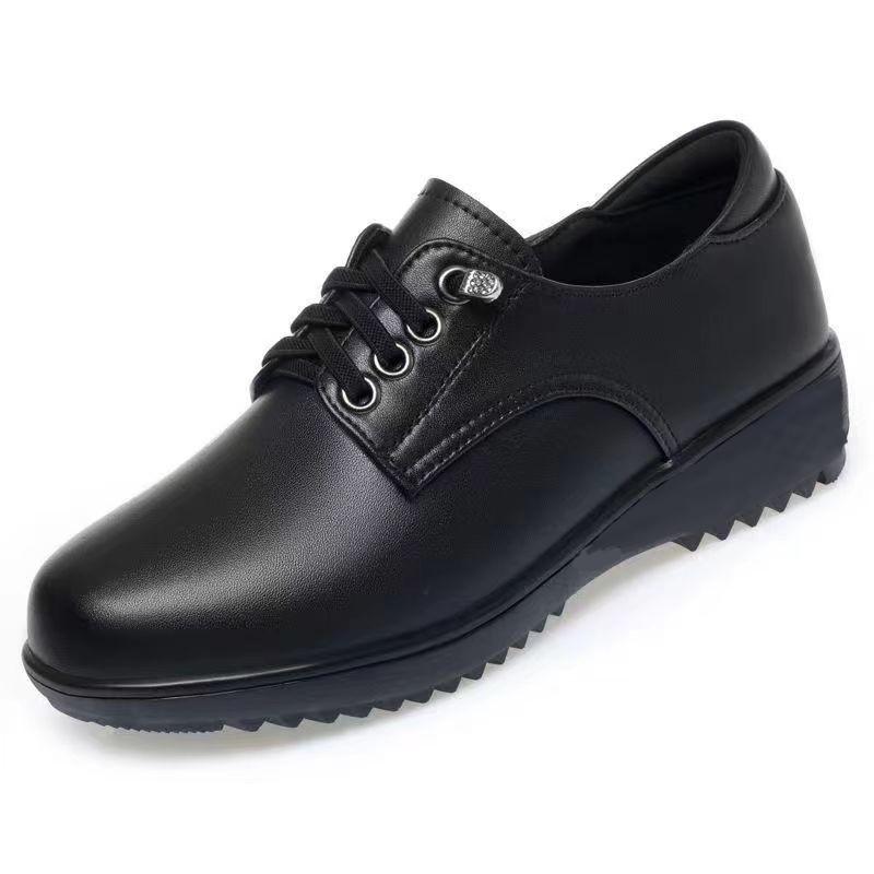 Popular British Style Lace-up Wedge Heel Small Leather Shoes Fashionable and Elegant Commuter Shoes Mother Shoes 2025 Fashion Single Shoes
