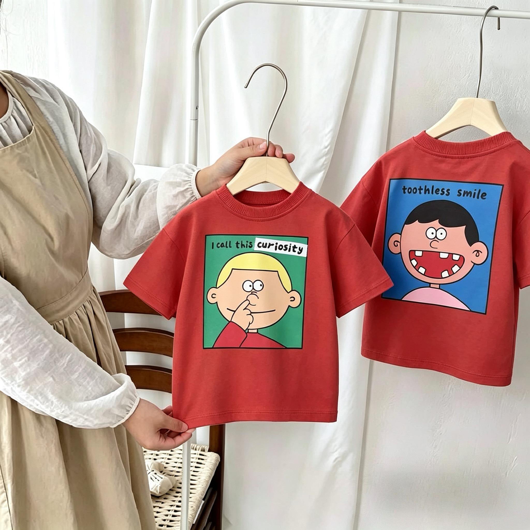 

Two-side Print Children s T-shirt 2026 New Summer Clothing Popular Fashion Baby Girls Boys Short Sleeve Tees Tops Kids T Shirts 110