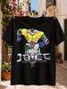 Jeeg Robot Of Steel Graphic Classic Yellow Blue Green Giant Robot Behind A Motorcycleriding Hero Unisex All TShirt