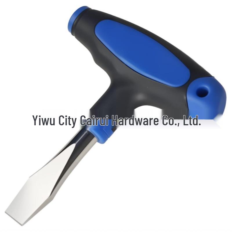 Ergonomic T-Handle Slotted Screwdriver with Non-Slip Rubber Grip, Chrome-Vanadium Steel