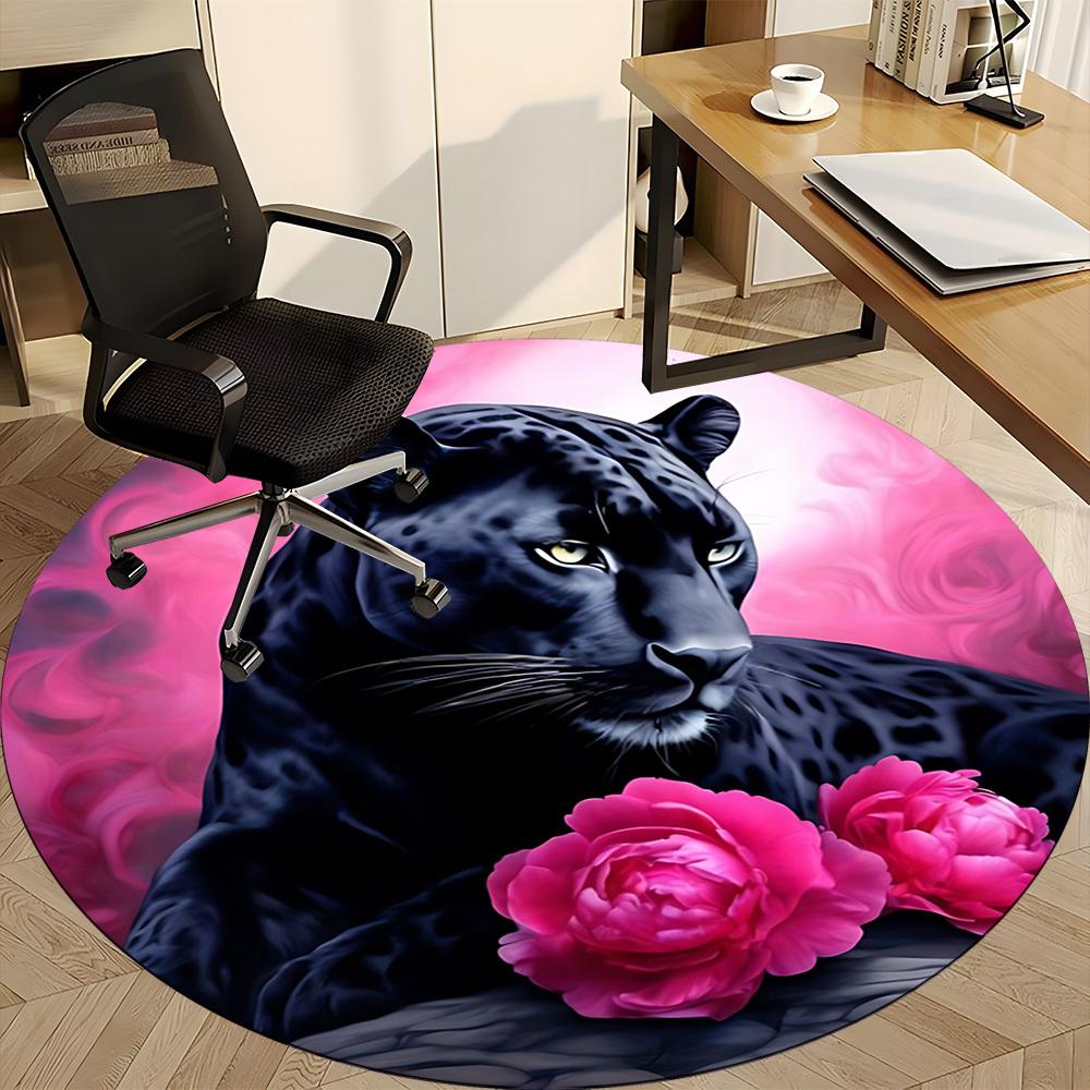 1pc Black Panther Chair Carpet for Office Non-Slip, Machine Washable Rug for Office - Holiday DecorMachine Made yy251029095