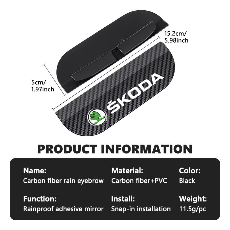 For Skoda Carbon Fiber Snap-On Car Rearview Mirror Rain Eyebrow Octavia A5 A7 RS Fabia Superb Rapid Karoq Xknp33