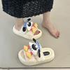 Cute cartoon fluffy slippers women's wear 2025 autumn and winter new fashion versatile casual height-increasing cotton slippers