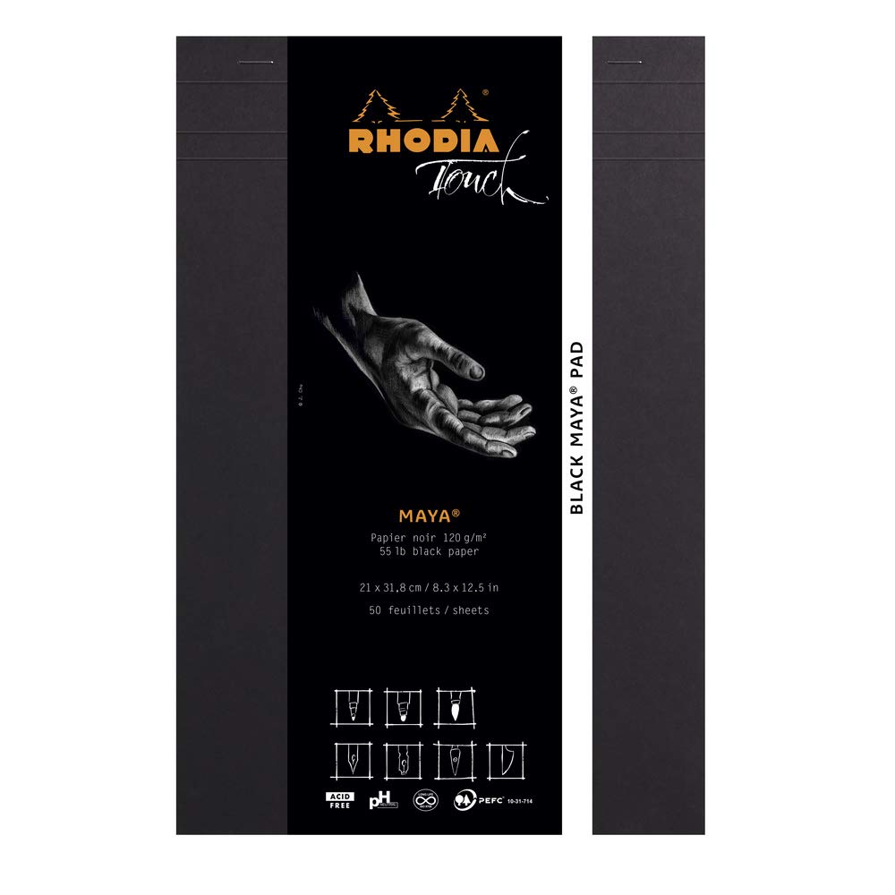 Rhodia Touch Maya Pad Black Sketchbook Black 50 RHODIA Touch Cf116112 A4+ (Plain Paper, 120g, Sheets)