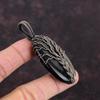 Přívěsek Strom života Obsidián stříbrný lesk Měděný drátem obmotaný přívěsek Šperky Strom života Drahokam Měděné šperky Dárek Ručně vyrobený přívěsek