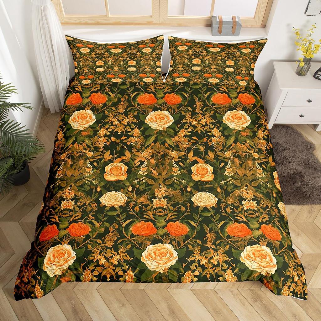 Botanical Lily Duvet Cover Twin Full Queen King Chic Floral Comforter Cover Boho Flower Bedding Set Watercolor Petals Bed Set