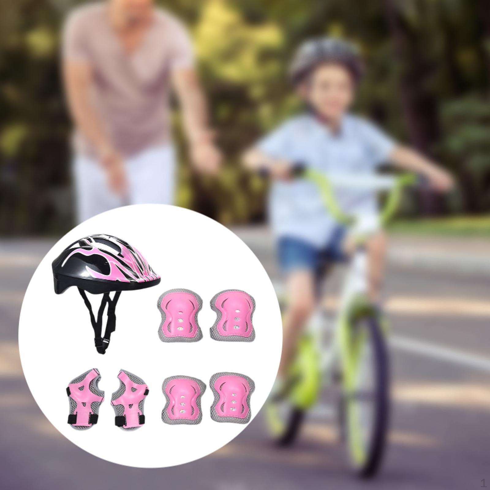 

Детский велосипедный шлем для катания на роликах, скейтборде с наколенниками для езды Pink