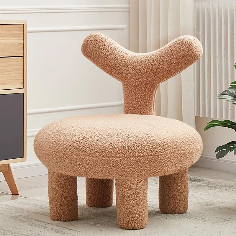 Nordic Lamb Wool Leisure Armchair - Fabric Low Stool for Living Room/Bedroom/Lazy Space