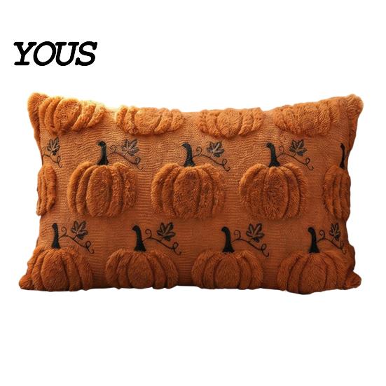 Decorative Throw Pillow Covers Thanksgiving Pumpkin Cushion Cover, Plush Embroidered Autumn Seasonal Home Decor Soft Cozy Case for Farmhouse