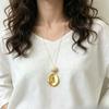 Niche Abstract Hollow Oval Pendant Necklace Japanese and Korean Minimalist Flowing Soft Pull Rope Sweater Chain