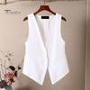 Sleeveless Women Waistcoat Deep V Neck Solid Color Loose Coat Single-breasted Soft Breathable Cardigan Spring Fall Lady