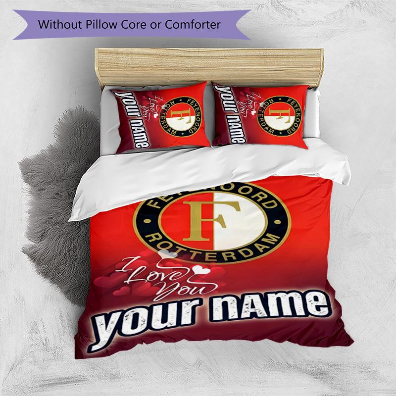 3pcs Custom Name Football club logo Bedding Set Duvet Cover Closure Includes 1 Duvet Cover&2 Pillowcases for All Seasons Bedroom Decor