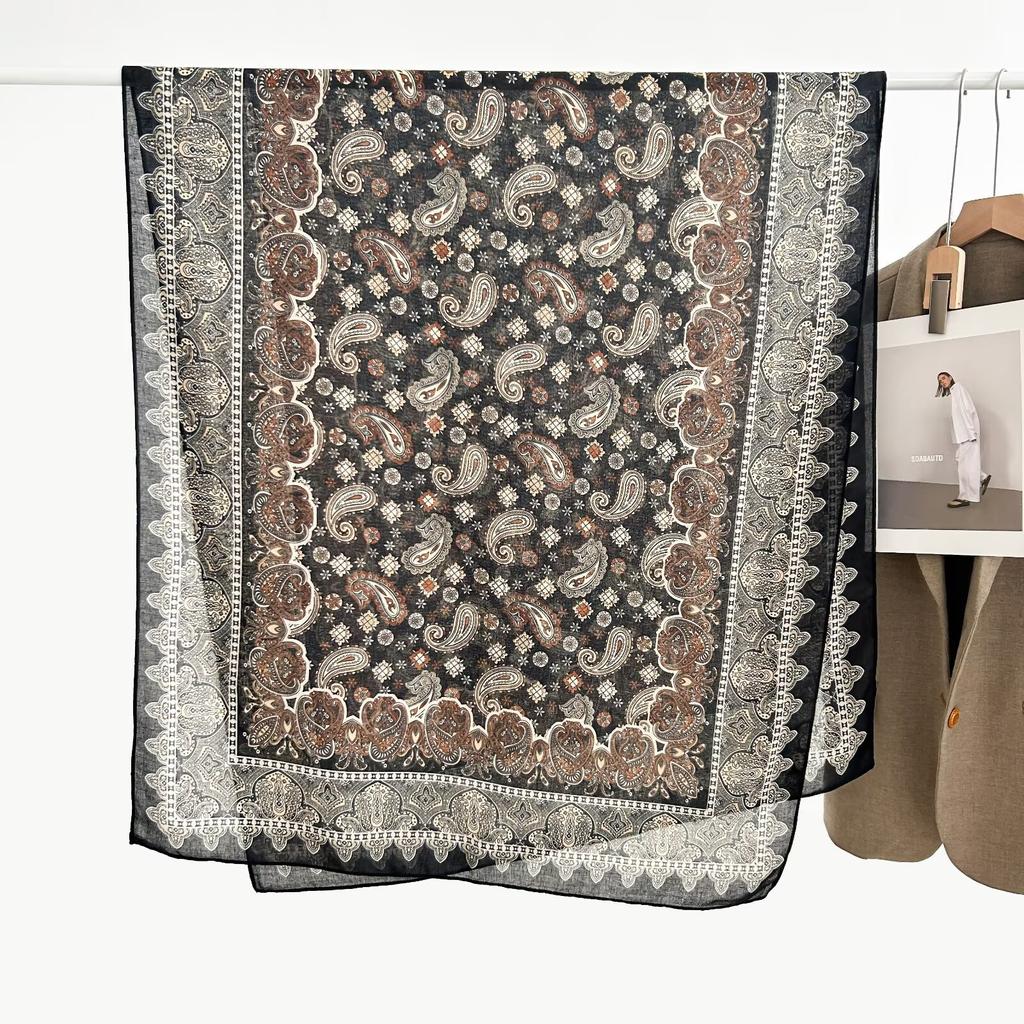 Korean Version Spring and Summer New Cotton and Linen Yarn Thin Silky Shawl Travel Sun Protection Beach Towel Women's Scarf Silk Scarf