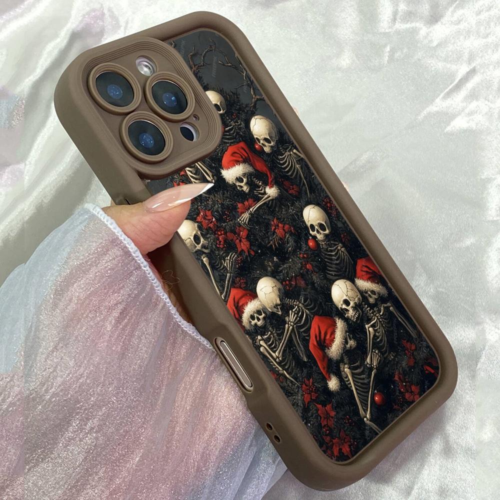 

JT477 Череп Різдвяна ялинка для iPhone 17 16 15 14 Pro Max Samsung S26 S25 Ultra A17 A07 A56 A16 Xiaomi 15T Redmi 15c 14C М який чохол Redmi 15C 4G/5G(171.6) коричневий