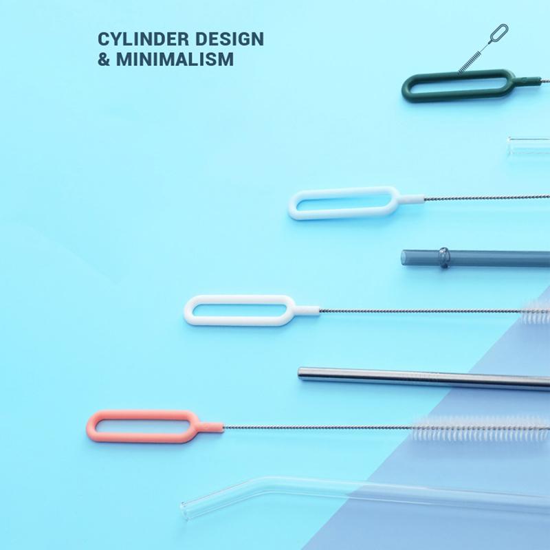 Bending Stainless Straw Brush Cleaner Soft Hair Suction Glass Tube Cleaning Brushes Baby Kids Bottle Brush Long Handle Reusable