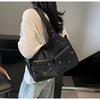 Retro shoulder bag contrasting color splicing tote bag
