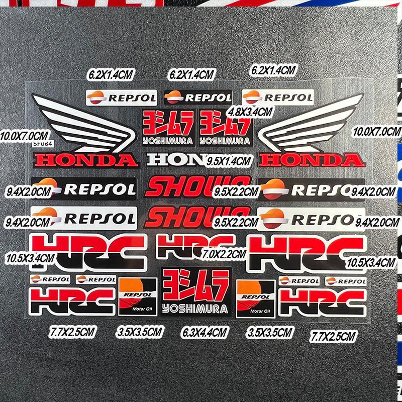 AAAJZ1 Hot Sale Honda Racing Motorcycle Decoration Stickers Reflective Waterproof Helmet Racing Decals HRC Accessories Sponsor Stickers