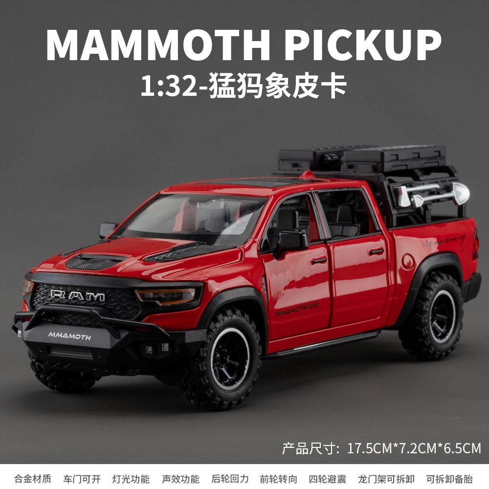 1:32 Dodge RAM Mammoth 1000 Hennessey Off Road Pick-up Modelový automobil Diecast ze slitiny Kovová Simulované vozidlo Domácí Trendy Dárek