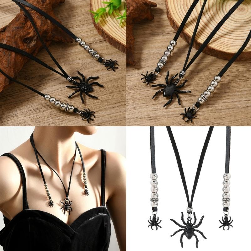 Halloween Arachnid Pendant Necklace User Friendly Zinc Alloy Design For Costume Parties And Gothic Jewelry Lovers