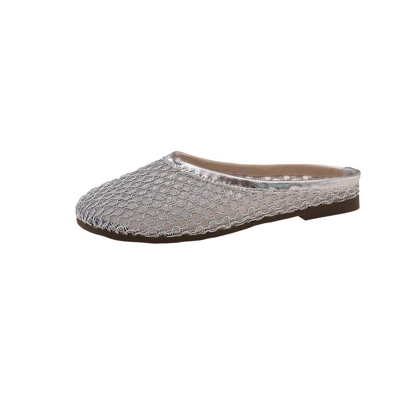 Baotou half slippers women's summer wear new one-pedal pregnant women's single shoes woven hollow sandals