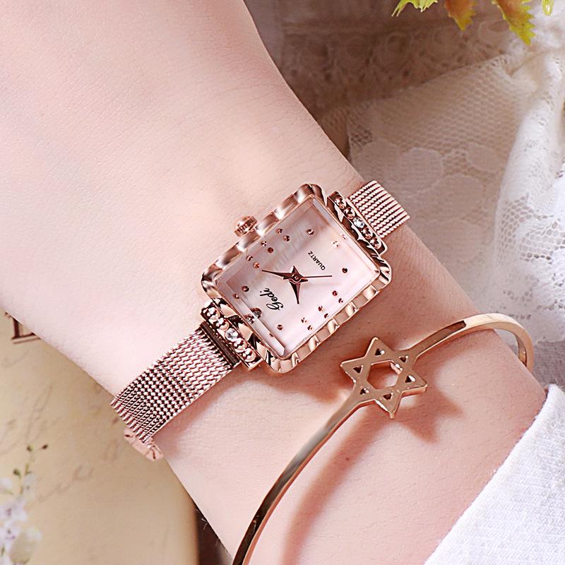 GEDI Minimalist Square Mesh Band Women's Waterproof Quartz Watch