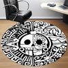 1pc Day of the Dead, Skull Office Round Area Rug,  Mat Suitable For Office, Under Office Chairs Bedroom Living Room Home Decor, Room Deco