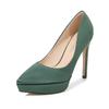 Women 12cm High Heels Scarpin Silk 2 .5cm Platform Pumps Lady Satin Stiletto Heels Plus Size 46 Green Fashion Office Shoes