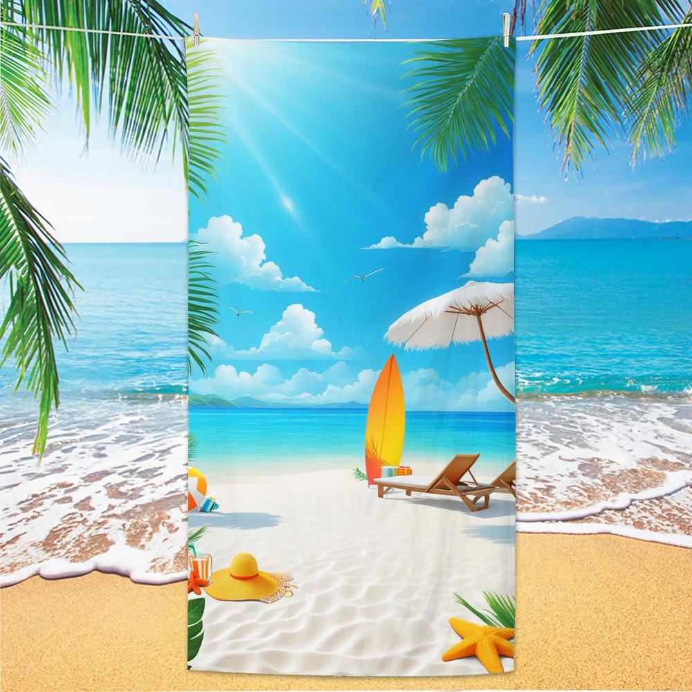 Asciugamano da Spiaggia con Fantasia Marina, Stampa Digitale Sottile Asciugatura Rapida Anti-Sabbia Microfibra Leggero per Nuoto, Yoga, Viaggio, Palestra, Regalo